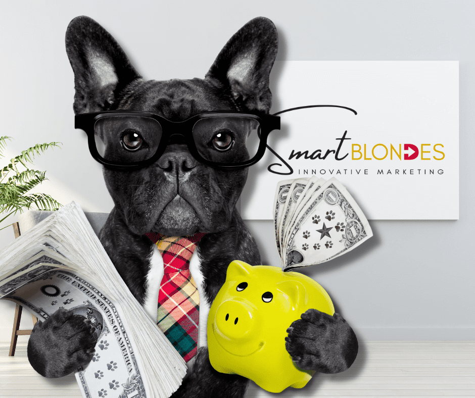 Dog holding a piggy bank