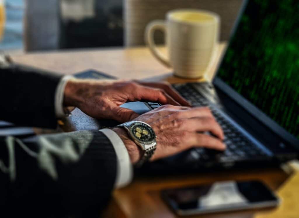 Professional typing on computer