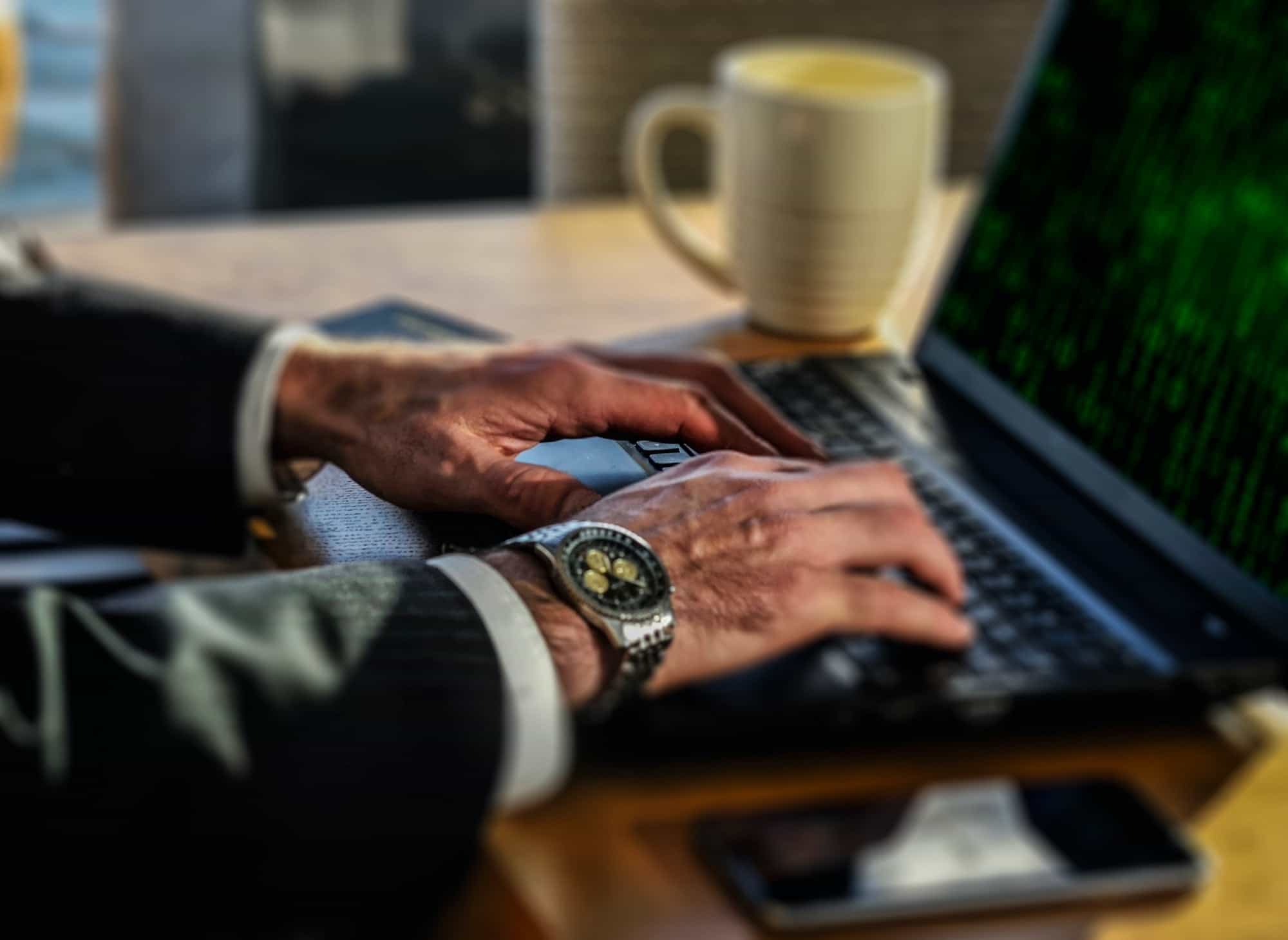 Professional typing on computer